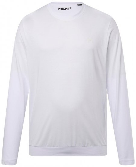 Men+ 313 Tricou cu mânecă lungă bellyfit Alb - Tricouri - Tricouri Bărbați Mărimi Mari
