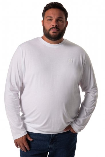 Men+ 313 Tricou cu mânecă lungă bellyfit Alb - Tricouri - Tricouri Bărbați Mărimi Mari