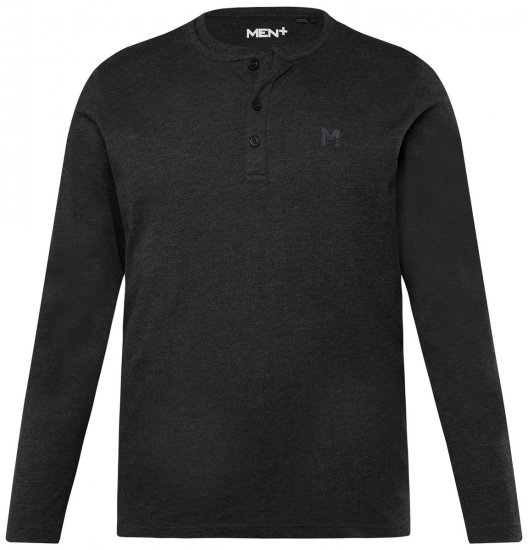 Men+ 383 Tricou Henley cu mânecă lungă Neagră - Tricouri - Tricouri Bărbați Mărimi Mari