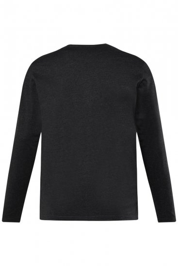 Men+ 383 Tricou Henley cu mânecă lungă Neagră - Tricouri - Tricouri Bărbați Mărimi Mari