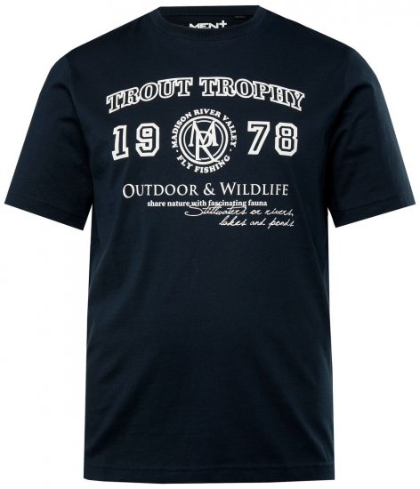 Men+ 424 Tricou Trout Trophy Bleumarin - Tricouri - Tricouri Bărbați Mărimi Mari