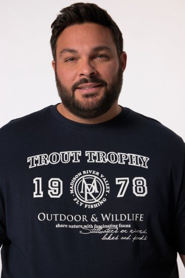 Men+ 424 Tricou Trout Trophy Bleumarin - Tricouri - Tricouri Bărbați Mărimi Mari