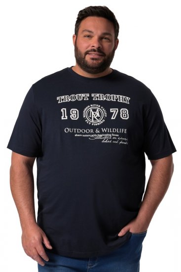 Men+ 424 Tricou Trout Trophy Bleumarin - Tricouri - Tricouri Bărbați Mărimi Mari