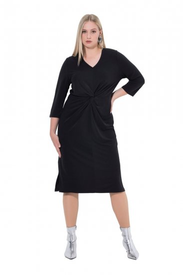 Ulla Popken 836514 Rochie midi cu mânecă 3/4 Neagră - Rochii midi - Rochii midi la marimi mari