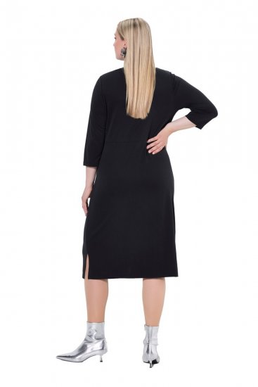 Ulla Popken 836514 Rochie midi cu mânecă 3/4 Neagră - Rochii midi - Rochii midi la marimi mari