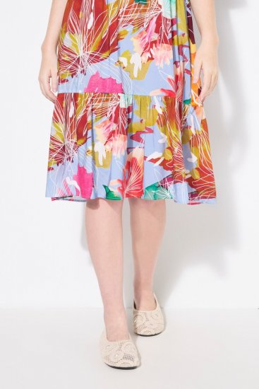 Ulla Popken 836746 Rochie midi cu flori și volane Albastru deschis - Rochii midi - Rochii midi la marimi mari