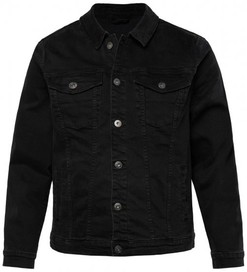 JP1880 836791 Jachetă denim cu patru buzunare Neagră - Geci - Geci Bărbați Mărimi Mari
