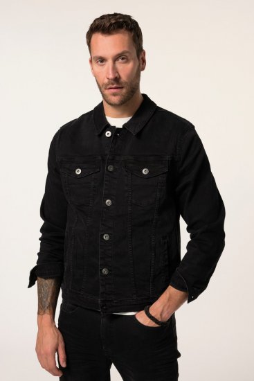 JP1880 836791 Jachetă denim cu patru buzunare Neagră - Geci - Geci Bărbați Mărimi Mari