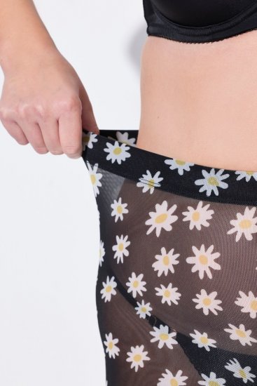 Ulla Popken 836803 Pantaloni scurți anti-frecare cu flori Neagră - Pantaloni scurți anti-frecare - 