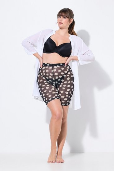 Ulla Popken 836803 Pantaloni scurți anti-frecare cu flori Neagră - Pantaloni scurți anti-frecare - 