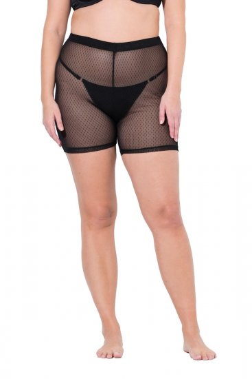 Ulla Popken 836805 Pantaloni scurți anti-frecare cu buline Neagră - Pantaloni scurți anti-frecare - 