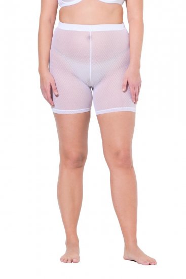 Ulla Popken 836805 Pantaloni scurți anti-frecare cu buline Alb - Pantaloni scurți anti-frecare - 