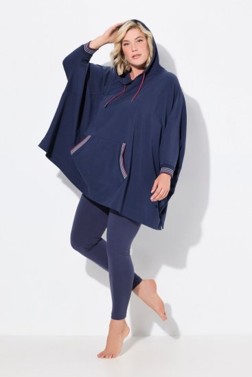 Ulla Popken 837190 Poncho de casă cu glugă Mov închis - Pijamale/Haine de casă - 