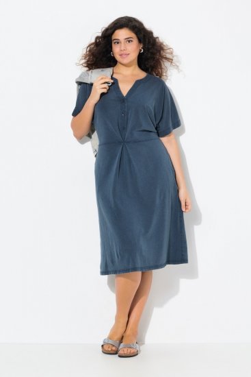 Ulla Popken 837403 Rochie din jerseu cu mânecă scurtă Bleumarin - Rochii din jerseu - 