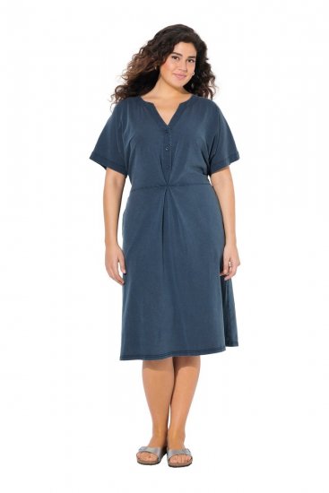 Ulla Popken 837403 Rochie din jerseu cu mânecă scurtă Bleumarin - Rochii din jerseu - 