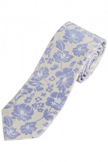 JP1880 837693 Cravată din mătase cu imprimeu floral extra-lung Gri albăstrui - Cravate și papioane - 