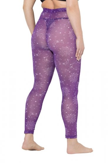 Ulla Popken 837935 Colanți fără talpă cu model Violet - Ciorapi & șosete - 