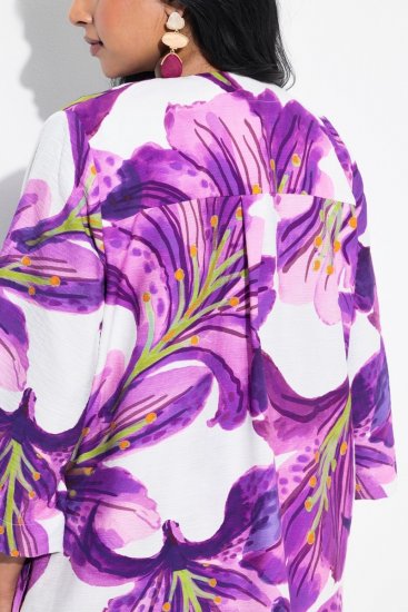 Ulla Popken 838105 Cardigan deschis cu legătură Violet - Cardigane - Cardigane pentru femei la marimi mari