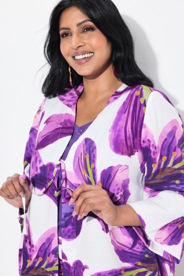 Ulla Popken 838105 Cardigan deschis cu legătură Violet - Cardigane - Cardigane pentru femei la marimi mari