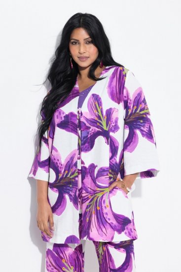 Ulla Popken 838105 Cardigan deschis cu legătură Violet - Cardigane - Cardigane pentru femei la marimi mari