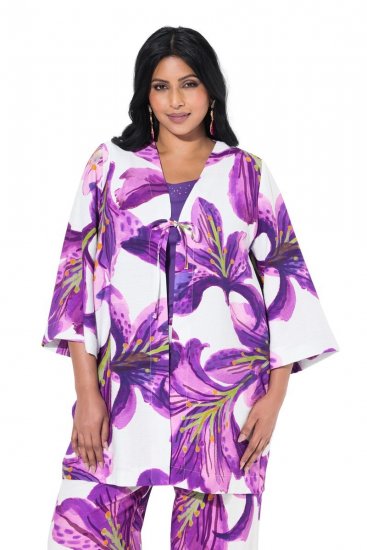 Ulla Popken 838105 Cardigan deschis cu legătură Violet - Cardigane - Cardigane pentru femei la marimi mari