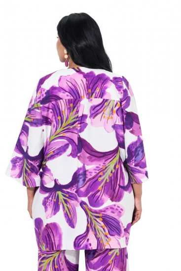 Ulla Popken 838105 Cardigan deschis cu legătură Violet - Cardigane - Cardigane pentru femei la marimi mari