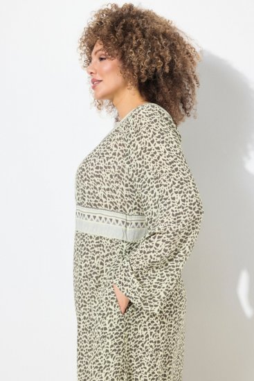 Ulla Popken 838120 Rochie imprimată cu decolteu în V Verde deschis - Rochii mini - Rochii mini marimi mari