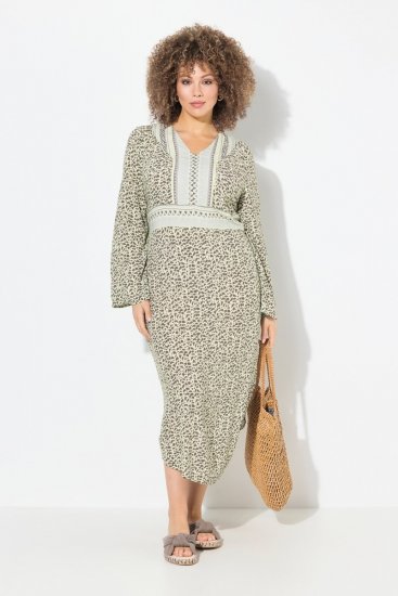 Ulla Popken 838120 Rochie imprimată cu decolteu în V Verde deschis - Rochii mini - Rochii mini marimi mari