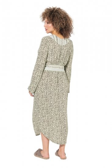 Ulla Popken 838120 Rochie imprimată cu decolteu în V Verde deschis - Rochii mini - Rochii mini marimi mari