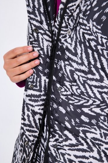 Ulla Popken 838435 Vestă lungă matlasată cu imprimeu Neagră - Veste - 