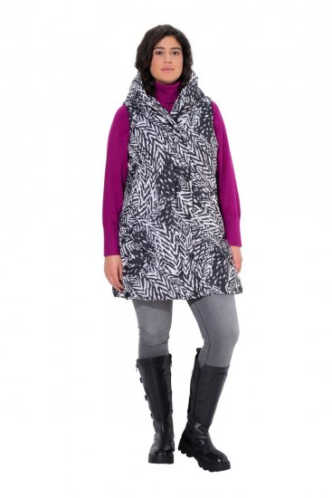 Ulla Popken 838435 Vestă lungă matlasată cu imprimeu Neagră - Veste - 