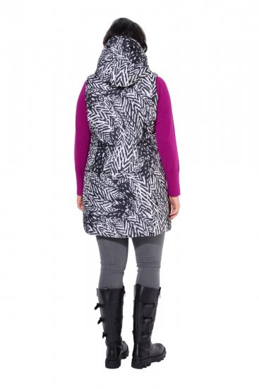 Ulla Popken 838435 Vestă lungă matlasată cu imprimeu Neagră - Veste - 