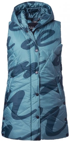 Ulla Popken 838435 Vestă lungă matlasată cu imprimeu Verde-gri - Veste - 