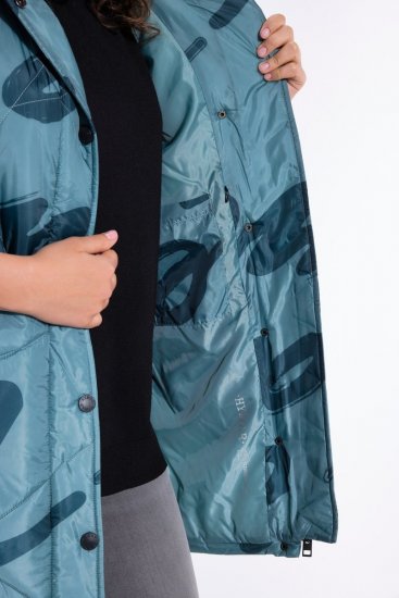 Ulla Popken 838435 Vestă lungă matlasată cu imprimeu Verde-gri - Veste - 