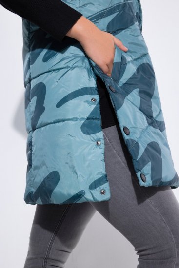 Ulla Popken 838435 Vestă lungă matlasată cu imprimeu Verde-gri - Veste - 