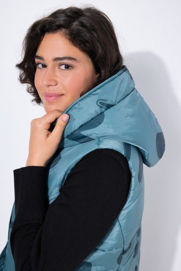 Ulla Popken 838435 Vestă lungă matlasată cu imprimeu Verde-gri - Veste - 