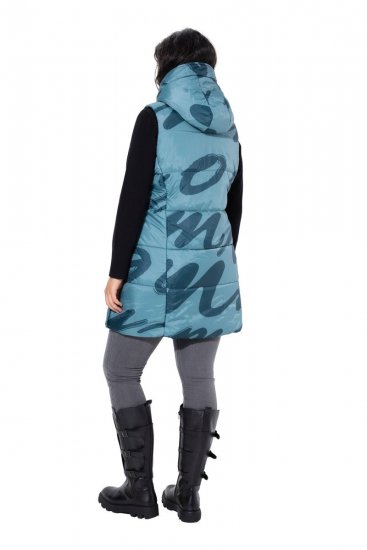 Ulla Popken 838435 Vestă lungă matlasată cu imprimeu Verde-gri - Veste - 