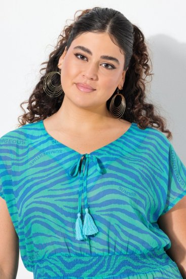 Ulla Popken 838483 Rochie cu imprimeu animal Turcoaz - Rochii de vară - Rochii de vară marimi mari