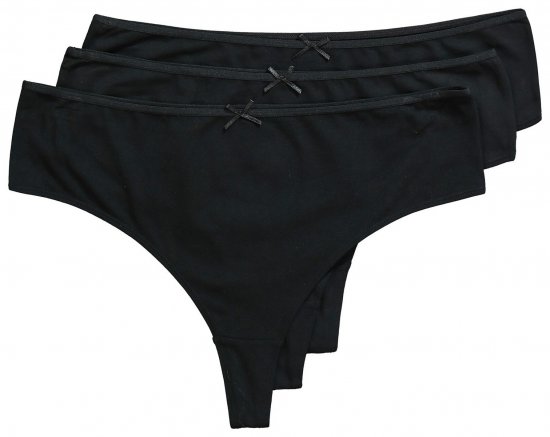 Ulla Popken 838637 Chiloți tanga set de 3 Neagră - Chiloți - 