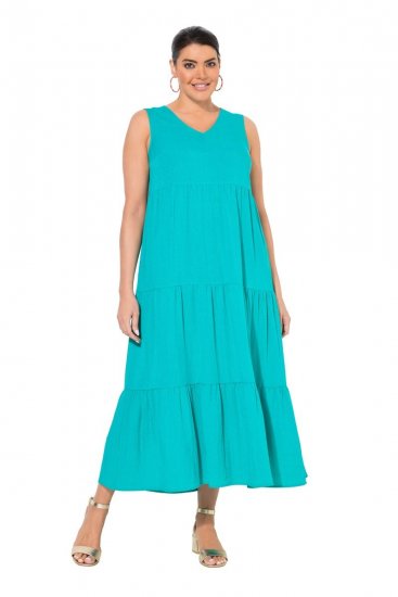 Ulla Popken 839135 Rochie maxi fără mâneci Turcoaz - Rochii maxi - Rochii maxi marimi mari