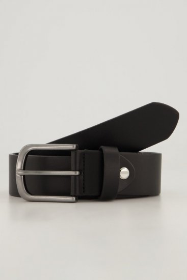 JP1880 839374 Curea din piele ecologică cu cataramă metalică Neagră - Accesorii - Accesorii pentru bărbați