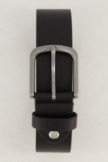 JP1880 839374 Curea din piele ecologică cu cataramă metalică Neagră - Accesorii - Accesorii pentru bărbați