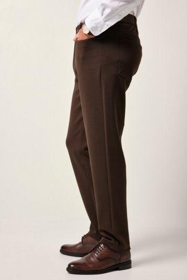 JP1880 New York Flexnamic Pantaloni din jerseu cu cinci buzunare Maro închis - Costume - Costume Bărbați mărimi mari