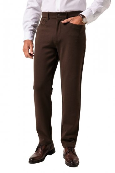 JP1880 New York Flexnamic Pantaloni din jerseu cu cinci buzunare Maro închis - Costume - Costume Bărbați mărimi mari