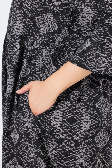 Ulla Popken 839518 Rochie cu imprimeu animal și mânecă 3/4 Antracit - Rochii maxi - Rochii maxi marimi mari