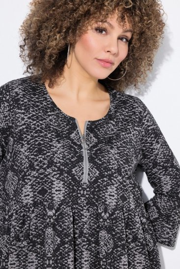 Ulla Popken 839518 Rochie cu imprimeu animal și mânecă 3/4 Antracit - Rochii maxi - Rochii maxi marimi mari