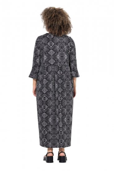 Ulla Popken 839518 Rochie cu imprimeu animal și mânecă 3/4 Antracit - Rochii maxi - Rochii maxi marimi mari
