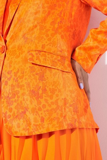 Ulla Popken 839607 Sacou din satin imprimat Portocaliu deschis - Sacouri - Sacouri în Mărimi Mari pentru Femei
