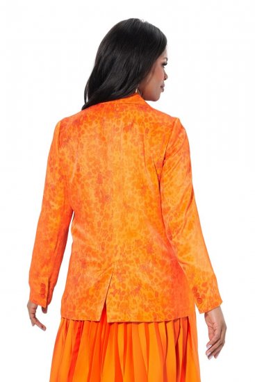 Ulla Popken 839607 Sacou din satin imprimat Portocaliu deschis - Sacouri - Sacouri în Mărimi Mari pentru Femei