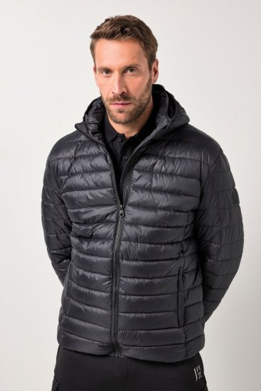 JAY-PI Lightly Quilted Jacket with a Hoodie Black - Geci - Geci Bărbați Mărimi Mari